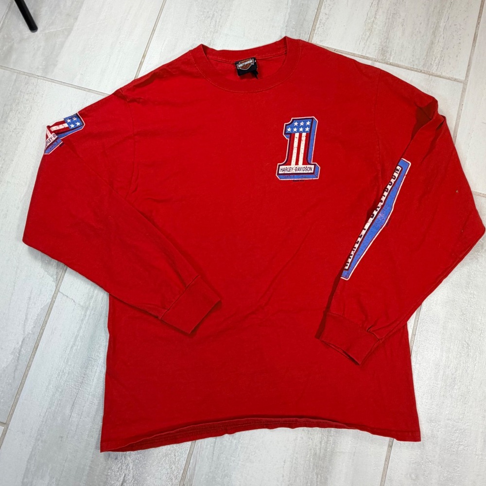 Harley-Davidson Mens Red Long Sleeve Screw It Lets Ride Myrtle Beach Shirt L